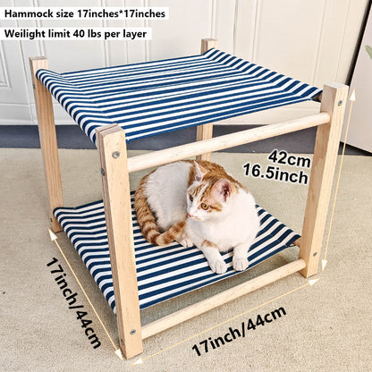 Pet Camp Bed Solid Wood Double Layer Cat Hammock - GlamzLife