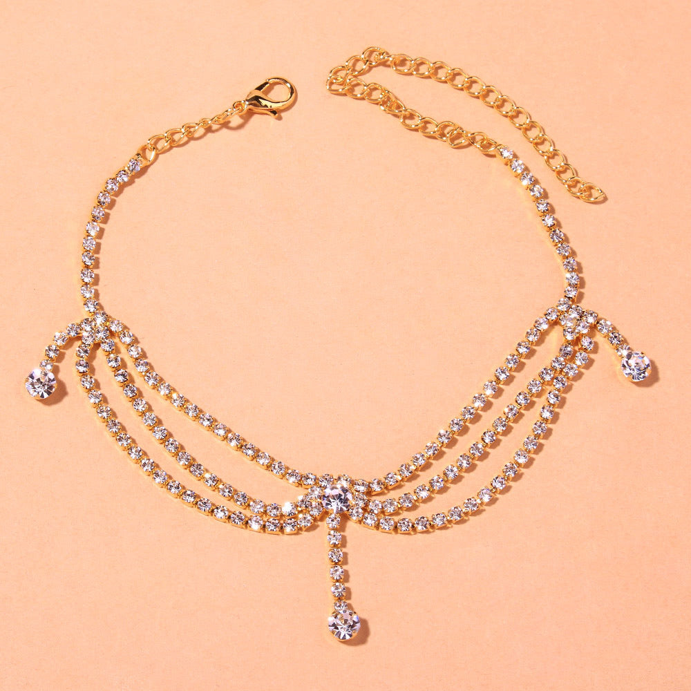 Flow Rhinestone Multi-layer Anklet Ins Style Ornament | GlamzLife