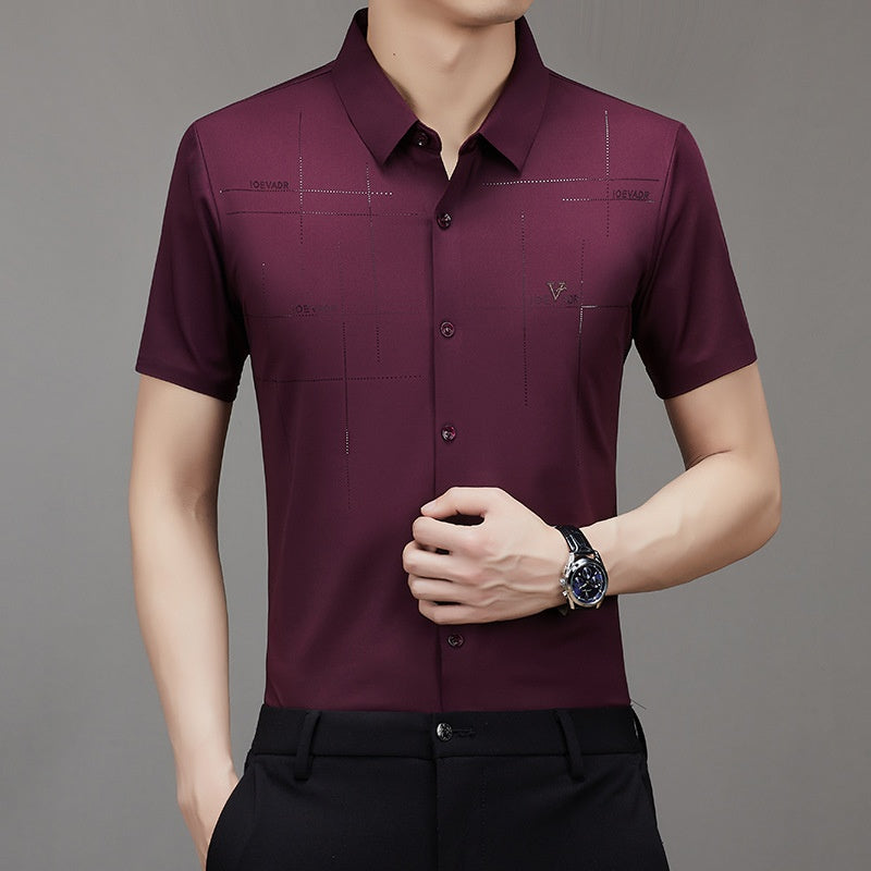 Men's Short-sleeved Shirt Seamless Business Shirt | GlamzLife