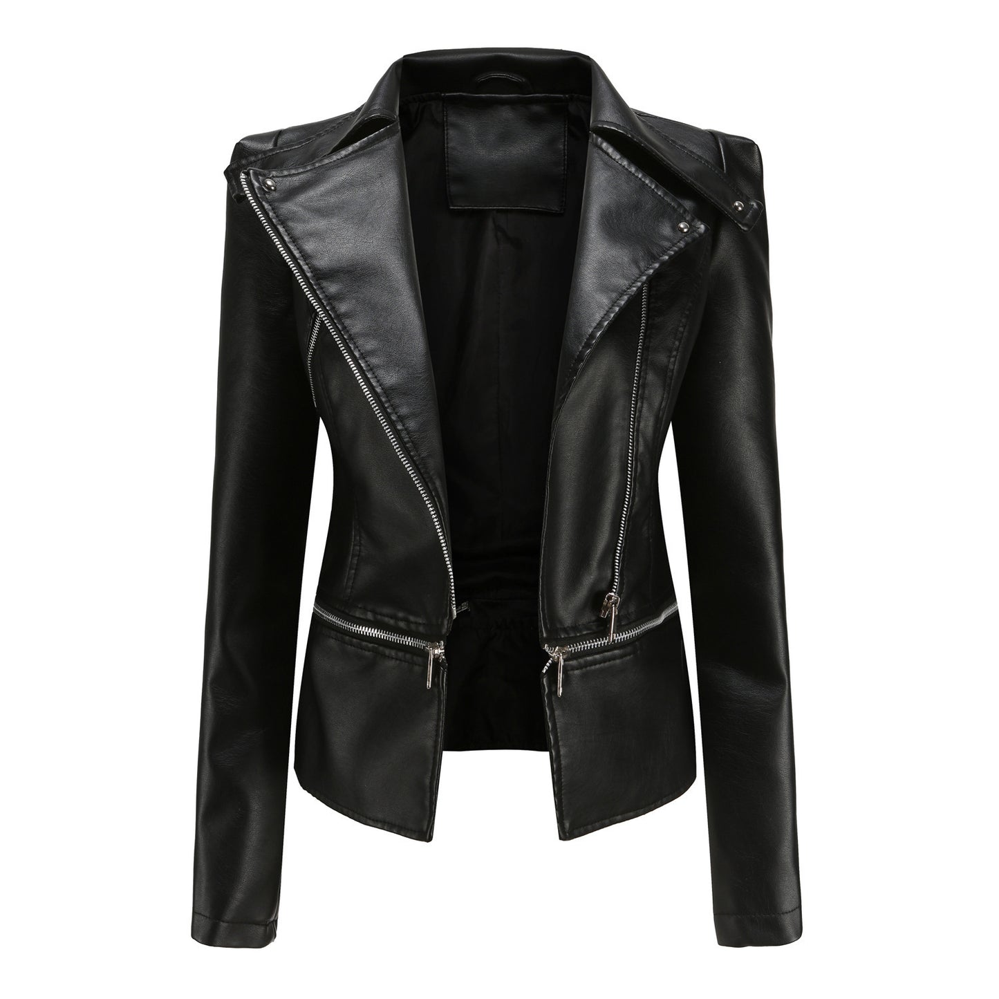 GlamzLife Women's Motorcycle Leather Jacket - Street Hipster Style