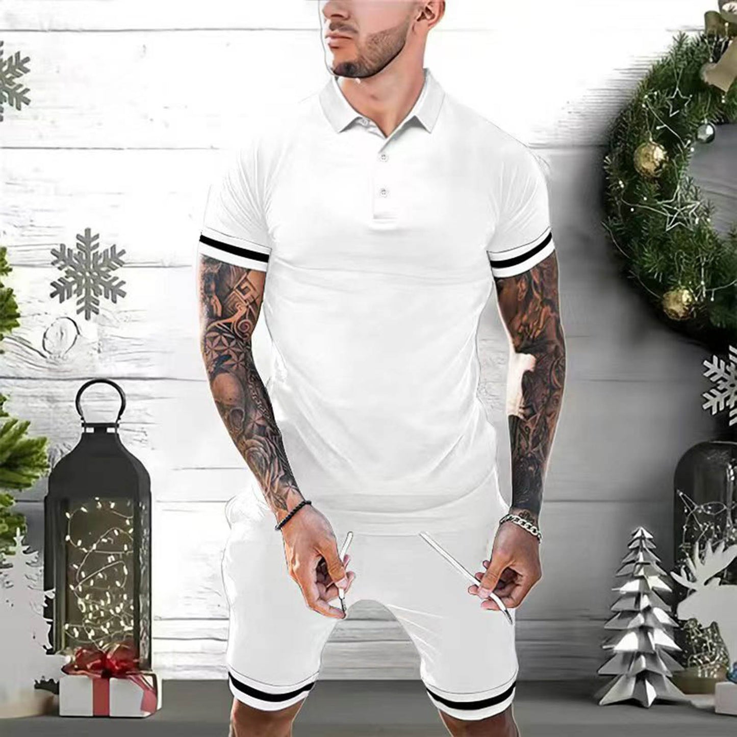 GlamzLife Mens Polo Shirt Fashion Tracksuit - 2 Piece Casual Set