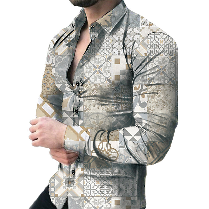 Men's Casual Long Sleeved Large Floral Shirt | GlamzLife