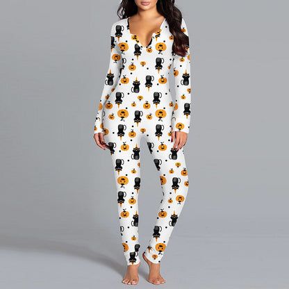 Printed Jumpsuit Long Sleeve Women's Clothing | GlamzLife