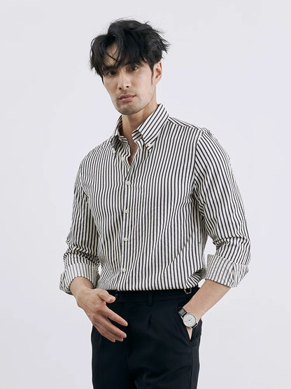 Men's Korean-style Vertical Stripes Trendy Pu Shuai Shirt - GlamzLife