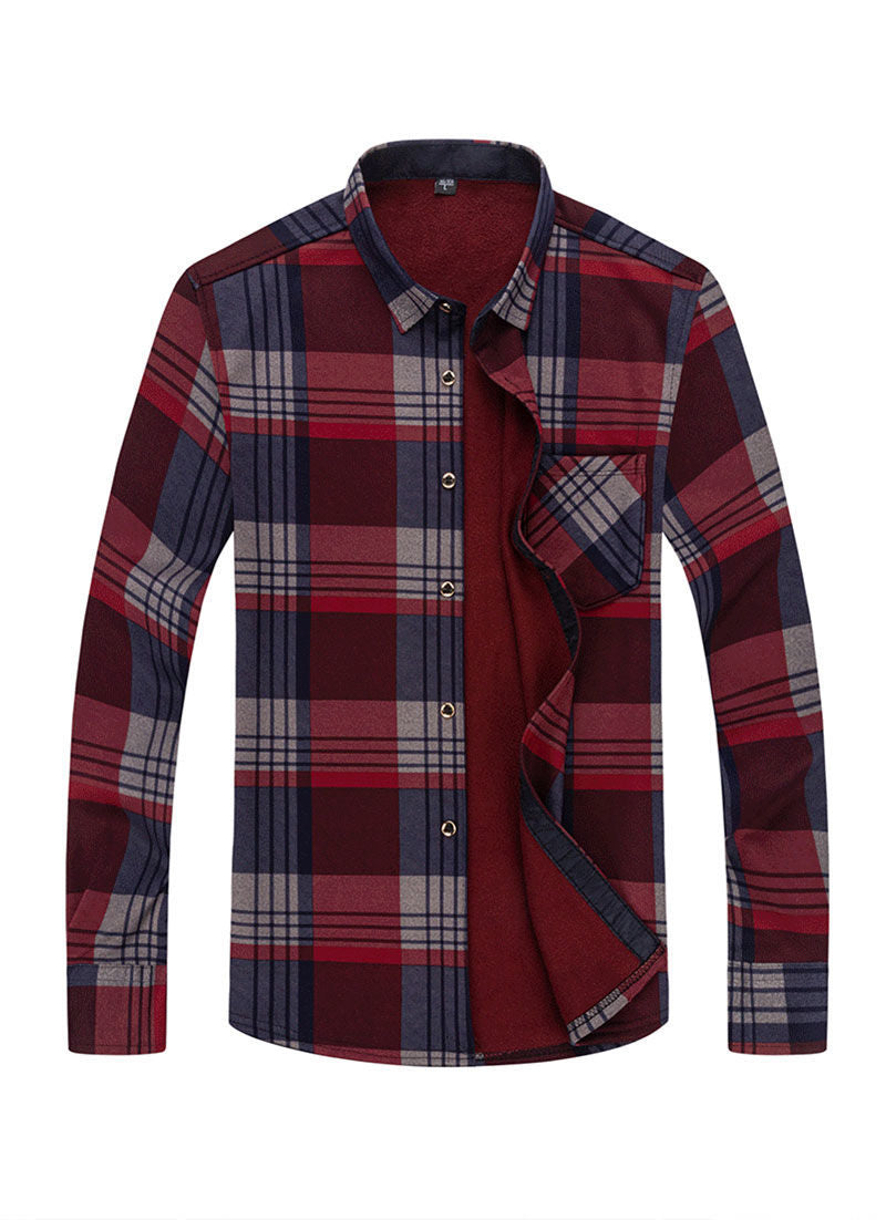Men's Plus Velvet Padded Warm Shirt Long Sleeves | GlamzLife