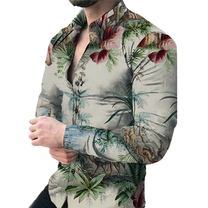 Men's Casual Long Sleeved Large Floral Shirt | GlamzLife