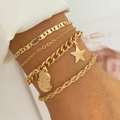 Retro Five-pointed Star Bracelet Four-piece Set | GlamzLife