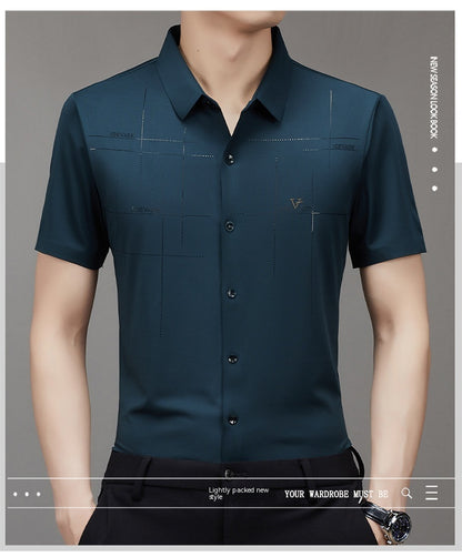 Men's Short-sleeved Shirt Seamless Business Shirt | GlamzLife