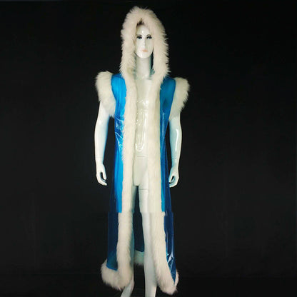 Glamzlife Long Pu Leather Fur Stitching  Anime Costume