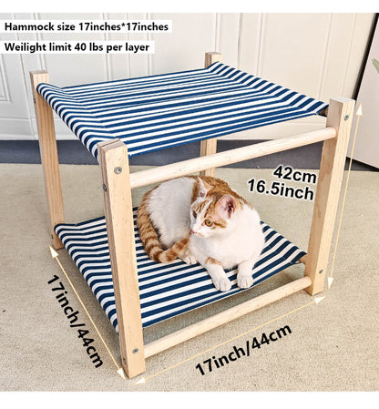 Pet Camp Bed Solid Wood Double Layer Cat Hammock - GlamzLife