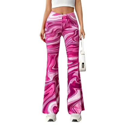 Women's Casual Wide Leg Print Bootcut Pants - GlamzLife