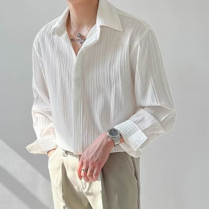 Men's Long Sleeve Trendy Loose Shirt - GlamzLife