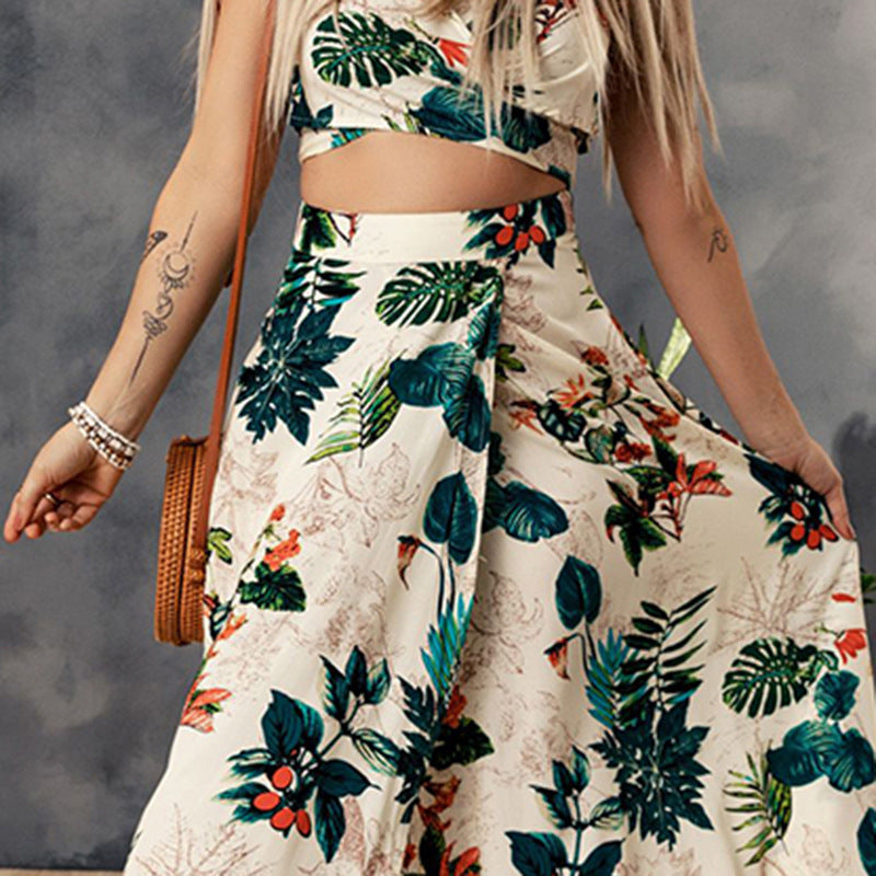 Summer Beach Style Plant Printed co-Ord set - GlamzLife