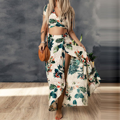 Summer Beach Style Plant Printed co-Ord set - GlamzLife