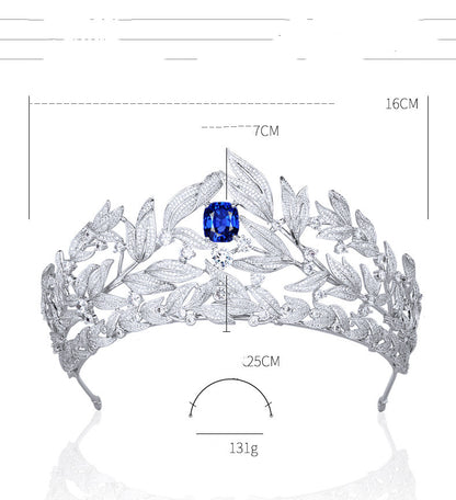 Sapphire Crown Copper Micro Inlay AAA Zircon Crown Wedding Headdress | GlamzLife