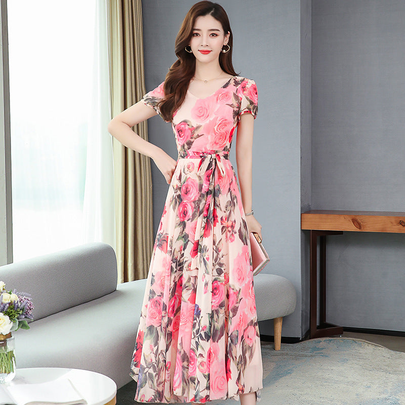 Flower Print Long Skirt Maxi Dress