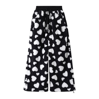 Loose Lamb Wool Polka Dot Female Casual Jogger Pants - GlamzLife