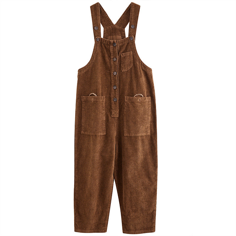 Retro Lazy Corduroy Overalls - GlamzLife