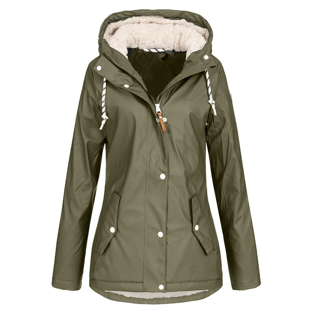 Trendy Hooded Jacket With Cap For Women's | Army Green | GlamzLife