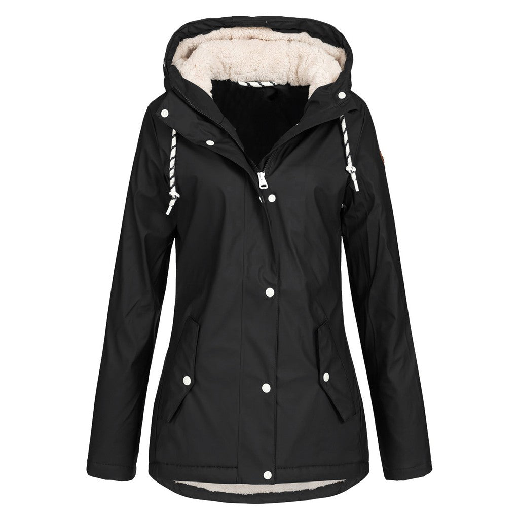 Trendy Hooded Jacket With Cap For Women's | Black | GlamzLife