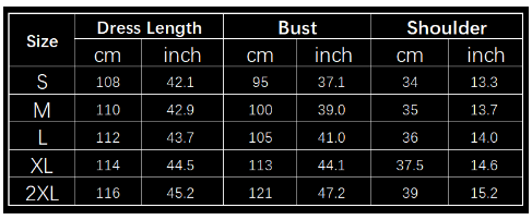 Women Dress Size Chart- GlamzLife