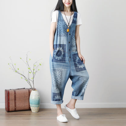 Edgy Plus Size Washed Denim Suspender Jumpsuit -GlamzLife