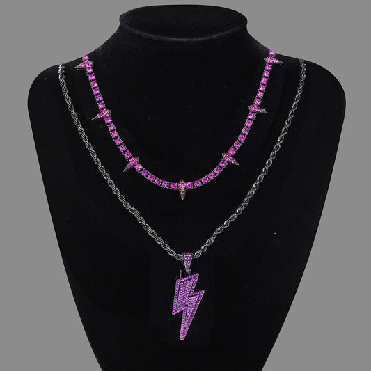 Black Panther Necklace Alloy Diamond Lightning Pendant Suit | GlamzLife