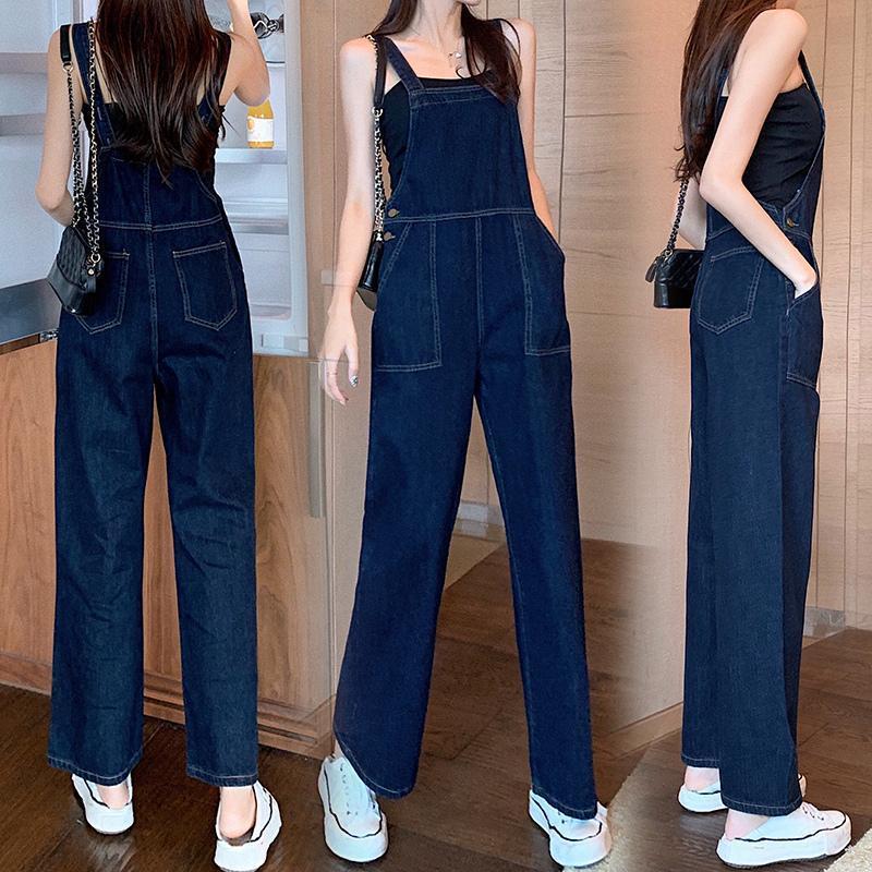 Women's Simple High-waist Dark Denim Jumpsuit - GlamzLife