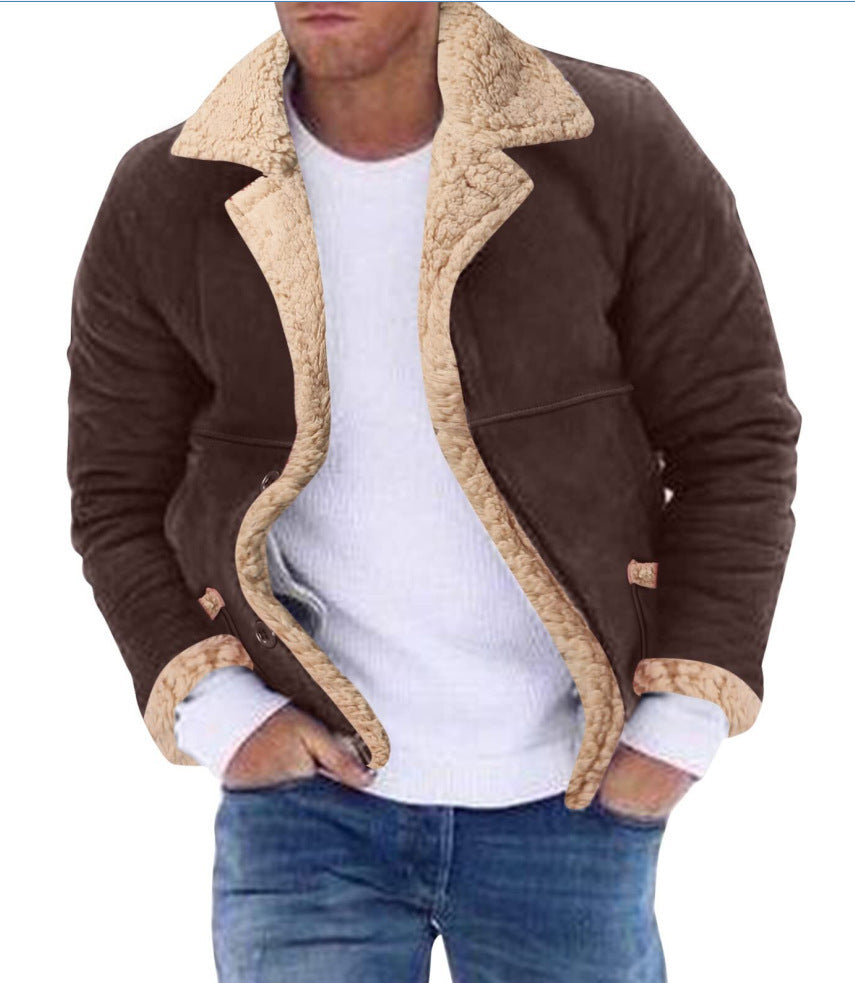 Fashion Men's Fur Integrated Fleece-lined Padded Jacket