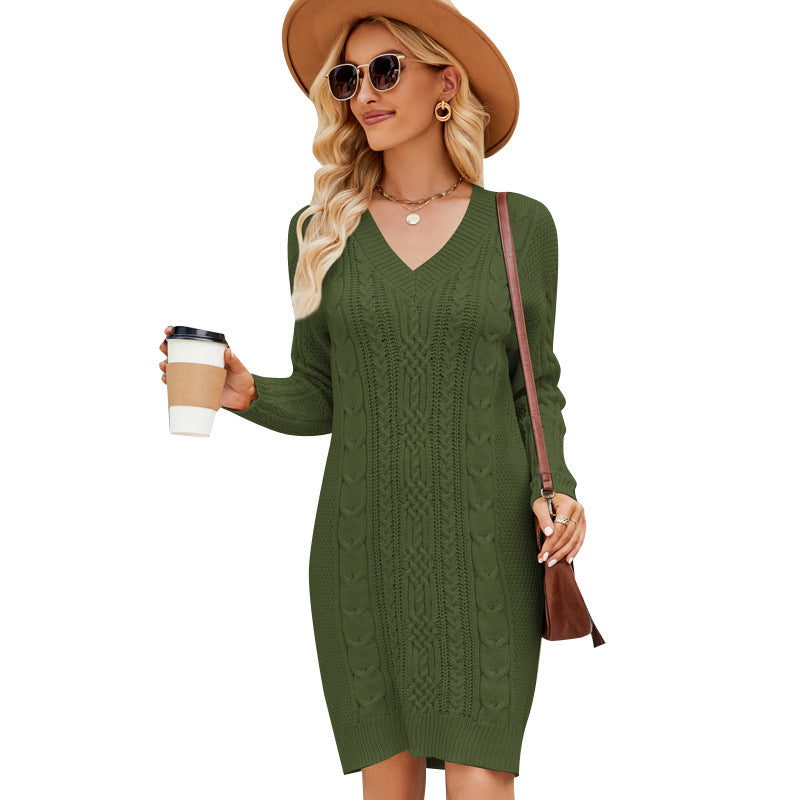 Long Twisted Basic Knitted Dress | GlamzLife