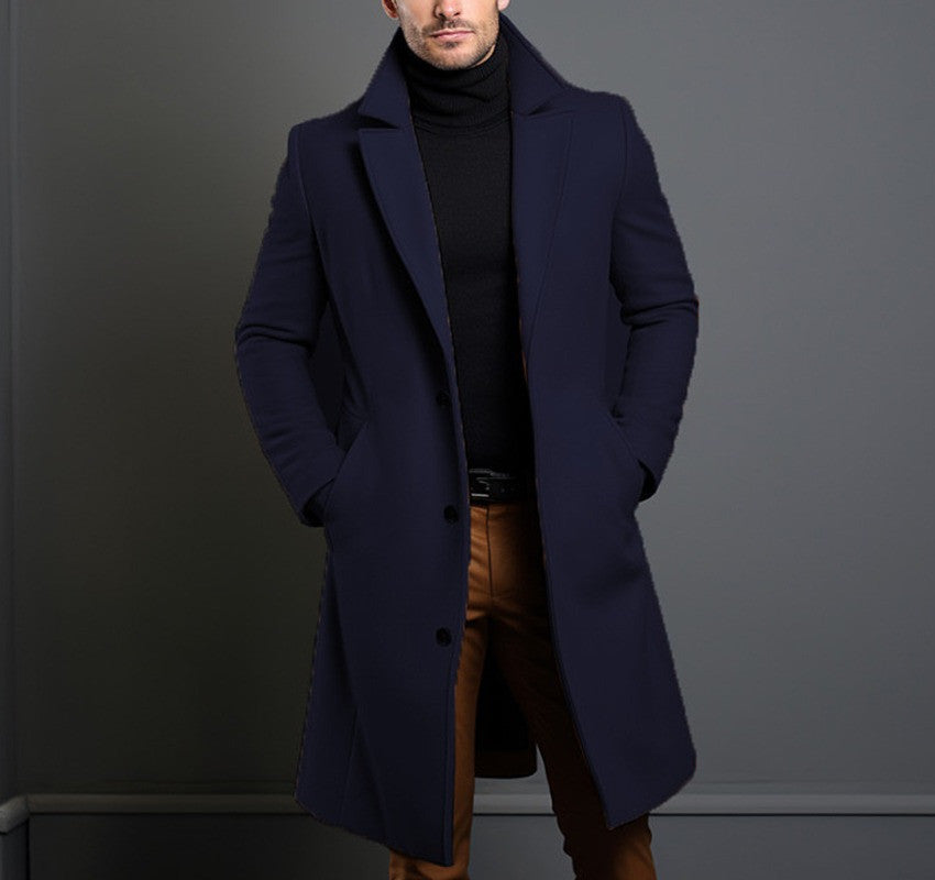 Woolen Men's Mid-length Trench Coat - GlamzLife