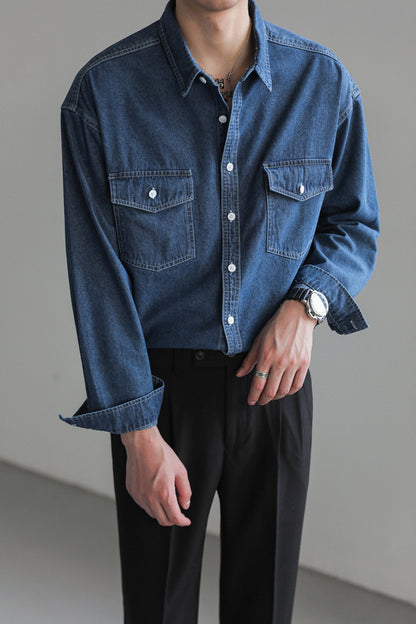 Denim Dapper Shirt  - GlamzLife