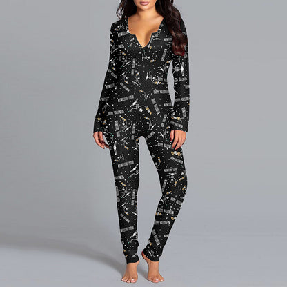 Printed Jumpsuit Long Sleeve Women's Clothing | GlamzLife