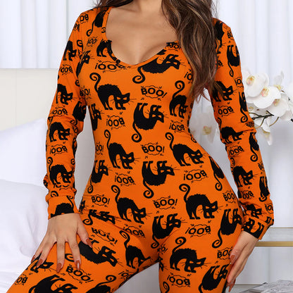 Printed Jumpsuit Long Sleeve Women's Clothing | GlamzLife