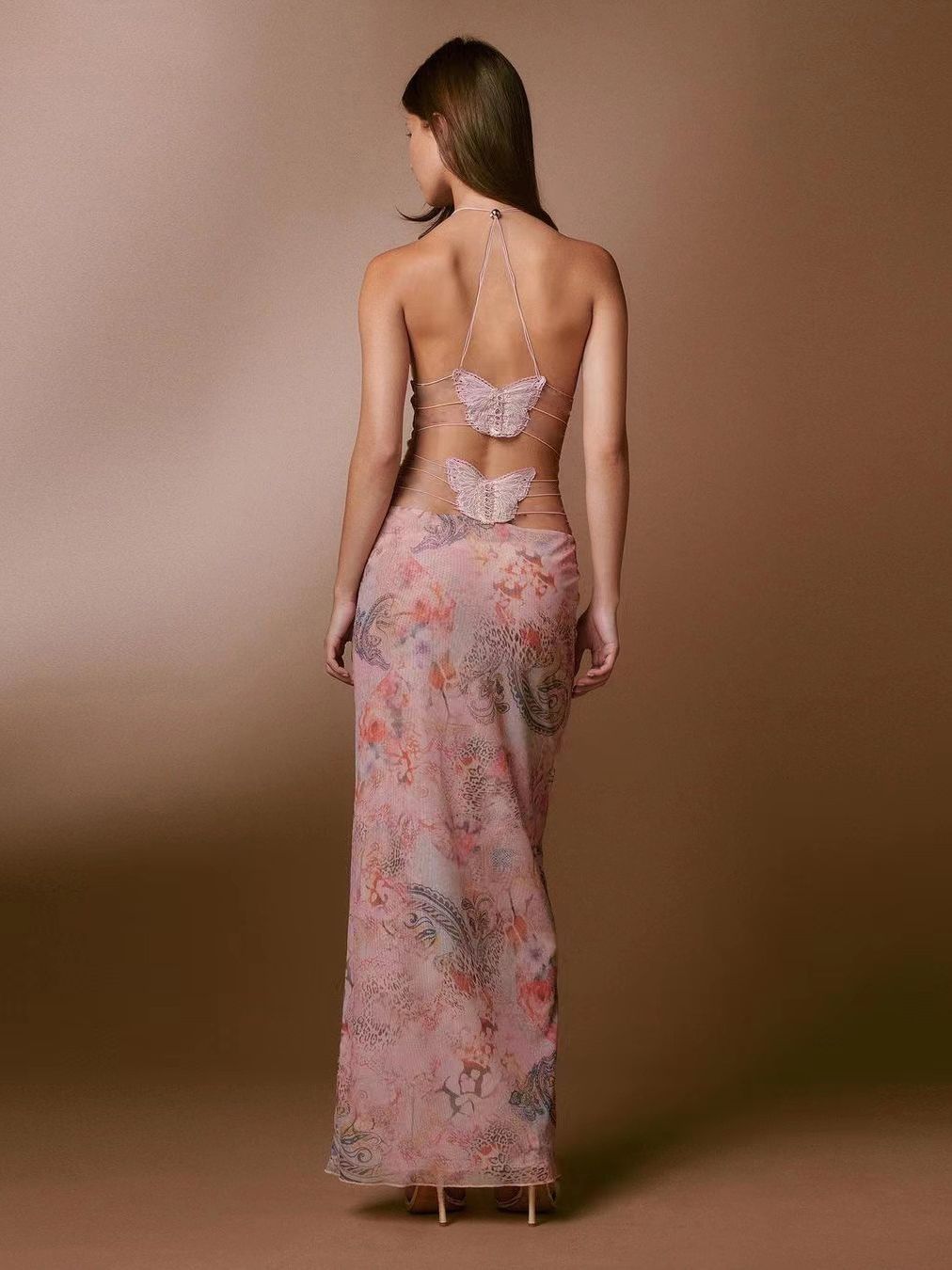 Halter Dress Slim Butterfly Back Dresses Women's Clothing | GlamzLife