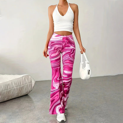 Women's Casual Wide Leg Print Bootcut Pants - GlamzLife