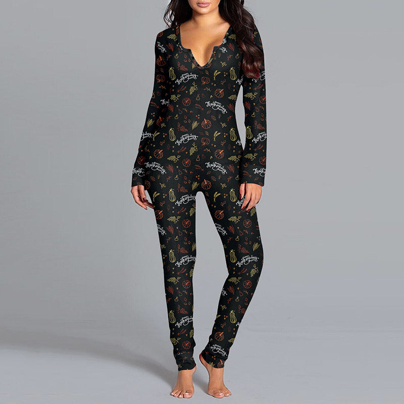 Printed Jumpsuit Long Sleeve Women's Clothing | GlamzLife