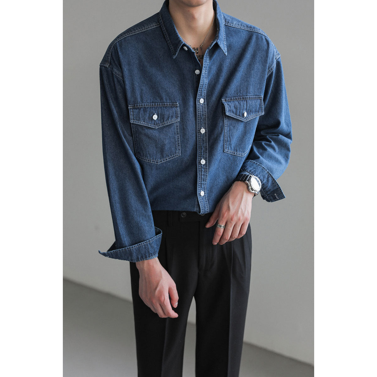 Denim Dapper Shirt  - GlamzLife