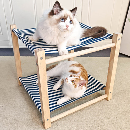 Pet Camp Bed Solid Wood Double Layer Cat Hammock - GlamzLife