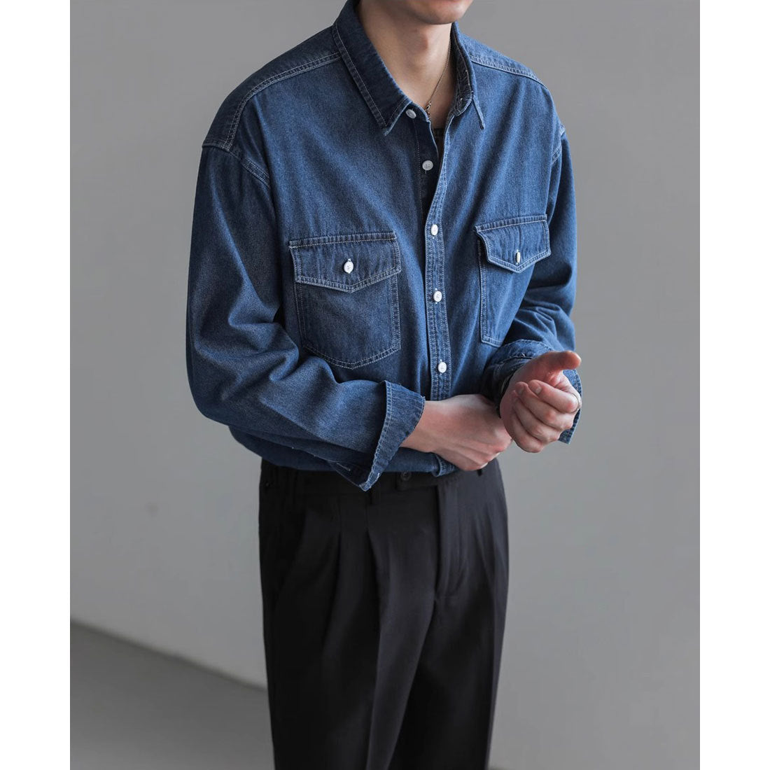 Denim Dapper Shirt  - GlamzLife