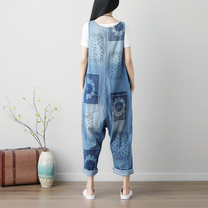 Edgy Plus Size Washed Denim Suspender Jumpsuit -GlamzLife