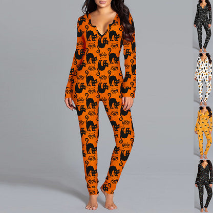 Printed Jumpsuit Long Sleeve Women's Clothing | GlamzLife