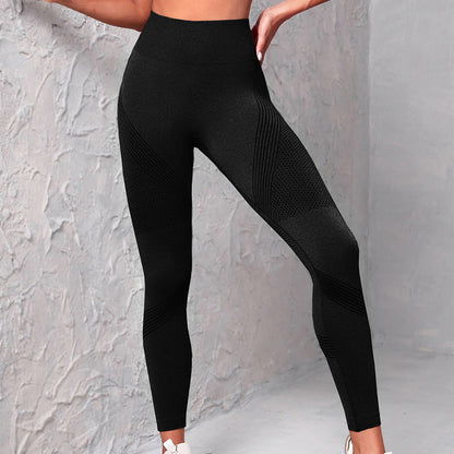 Women's Solid Color Dot Striped Print High Waist Seamless Yoga Pants | GlamzLife