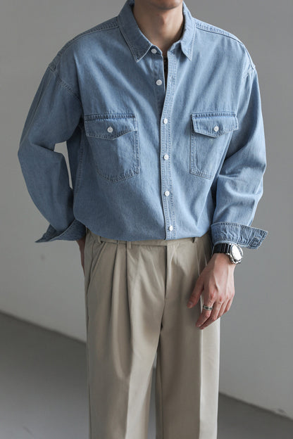 Denim Dapper Shirt  - GlamzLife