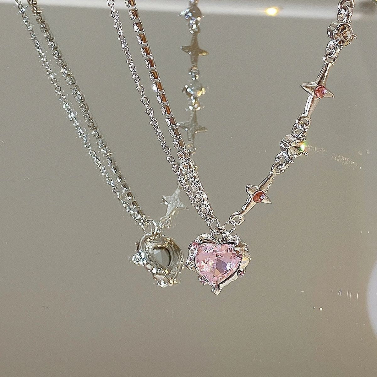 Women's Love Planet Pink Diamond Love Necklace | GlamzLife