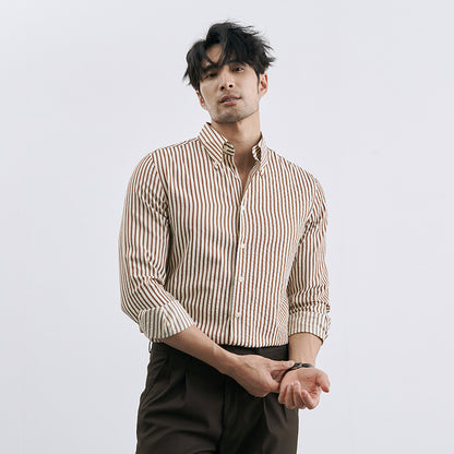 Men's Korean-style Vertical Stripes Trendy Pu Shuai Shirt - GlamzLife