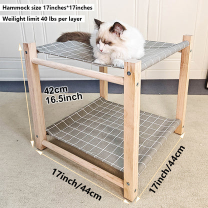 Pet Camp Bed Solid Wood Double Layer Cat Hammock - GlamzLife