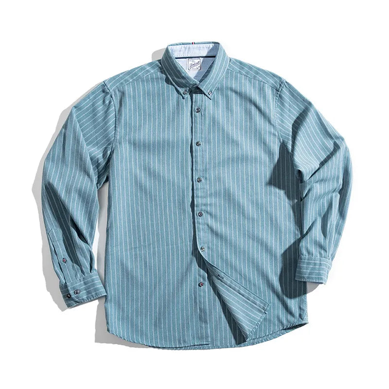 American Retro Blue Striped Work Shirt - GlamzLife