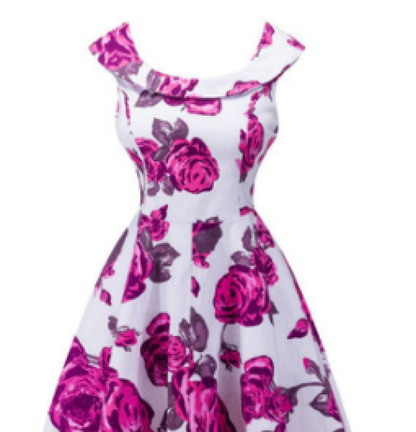 3D Flower Print Round Neck One Piece Dress | | GlamzLife