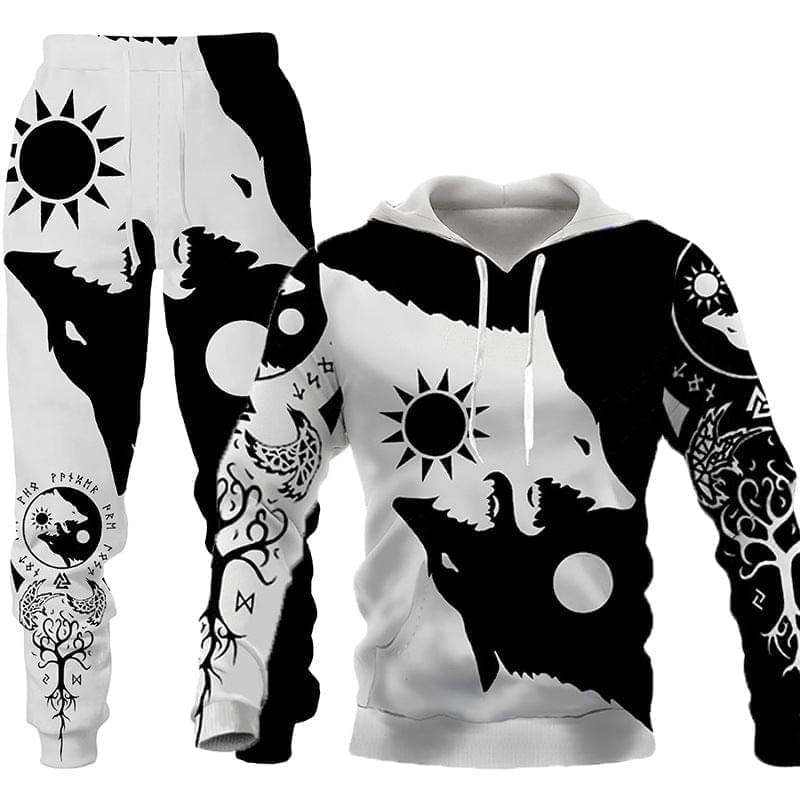 3D Wolf Print Sportswear Hooded Suit For Men's GlamzLife